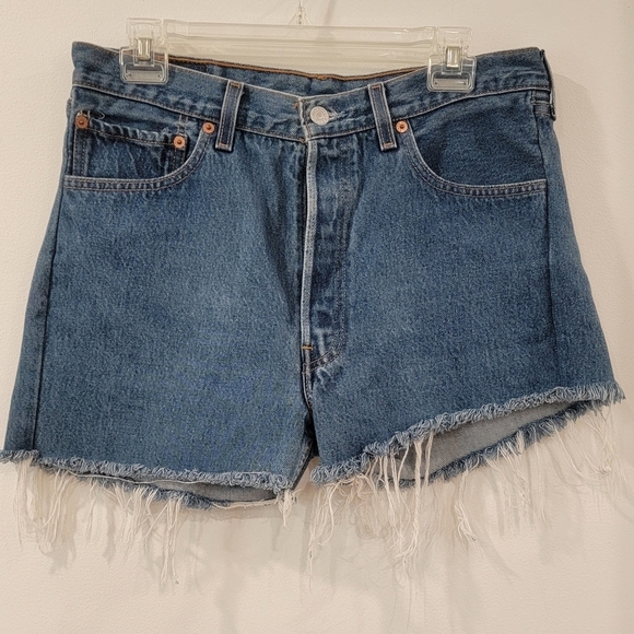 Levi's Pants - Womens Distressed Blue Denim Jean Shorts  34x30